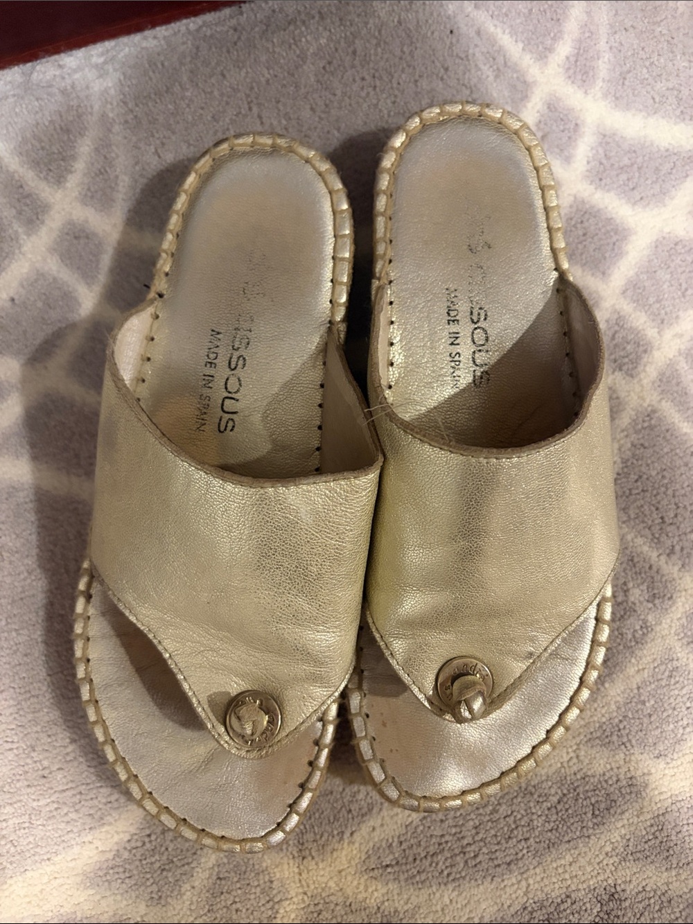 Andre Assous Metallic Gold Toe-Post Slide Mules